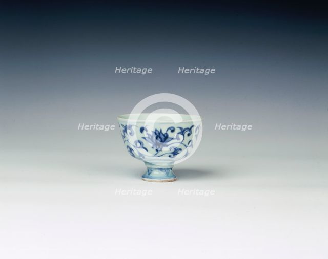 Blue and white tea or wine cup, China, 1450-1475.  Creator: Unknown.
