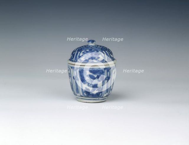 Blue and white tea caddy, Ming dynasty, China, early 17th century. Creator: Unknown.