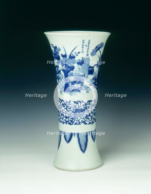 Blue and white trumpet vase, China, 1639. Creator: Unknown.