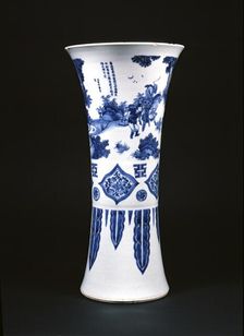 Blue-and-white vase with figures and a poem, 1639