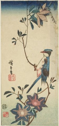 Blue bird on clematis, n.d. Creator: Ando Hiroshige