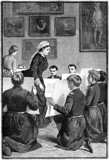 Blue-coat boys at Buckingham Palace, mid-late 19th century, (1900).Artist: W Stacey