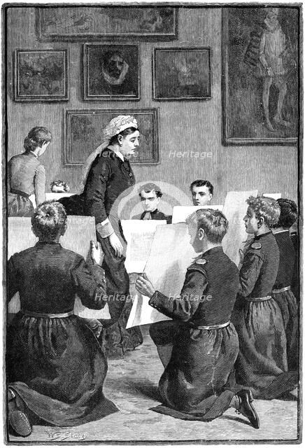 Blue-coat boys at Buckingham Palace, mid-late 19th century, (1900).Artist: W Stacey