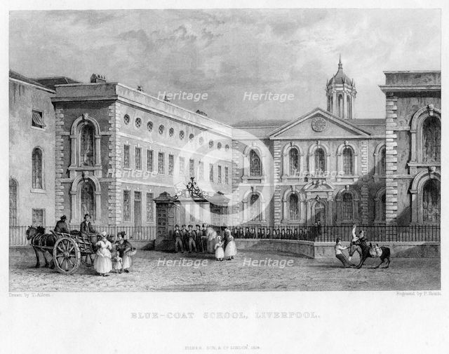Blue-Coat School, Liverpool, 1834.Artist: P Heath