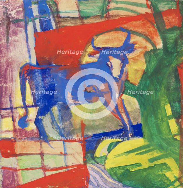 Blue cow, 1913-1914. Creator: Marc, Franz (1880-1916).