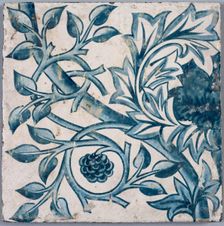 Blue floral motif. Tile, 1870s-1880s. Creator: Morris, William (1834-1896)