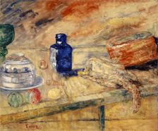 Blue Flask and Chicken, 1925. Creator: James Ensor