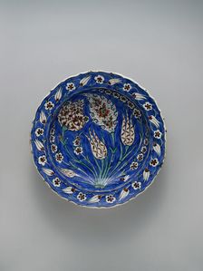 Blue-ground Dish with Floral Design, Turkey, ca. 1560. Creator: Unknown