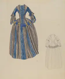 Blue & Grey Striped Dress, c. 1937. Creator: Joseph L. Boyd