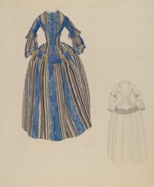 Blue & Grey Striped Dress, c. 1937. Creator: Joseph L. Boyd