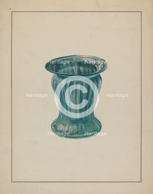 Blue-Green Vase, c. 1936. Creator: Marcus Moran.