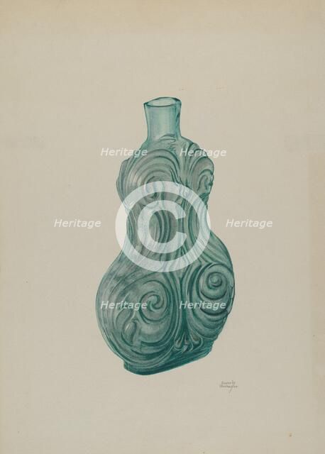 Blue-Green Corset Flask, c. 1941. Creator: Beverly Chichester.