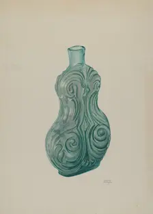 Blue-Green Corset Flask, c. 1941. Creator: Beverly Chichester