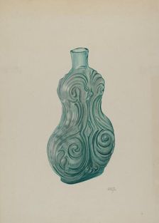Blue-Green Corset Flask, c. 1941. Creator: Beverly Chichester