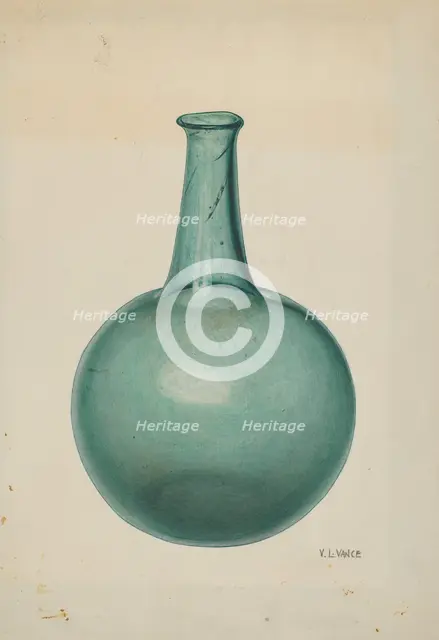 Blue-green Flask, c. 1940. Creator: V. L. Vance.