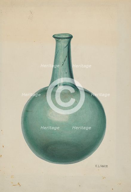 Blue-green Flask, c. 1940. Creator: V. L. Vance.
