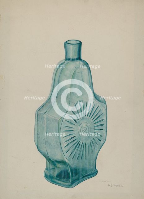 Blue-Green Flask, c. 1941. Creator: V. L. Vance.