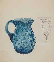 Blue Hobnail Pitcher, c. 1936. Creator: Ralph Atkinson
