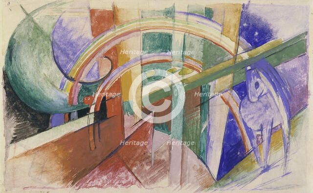 Blue Horse with Rainbow. Artist: Marc, Franz (1880-1916)