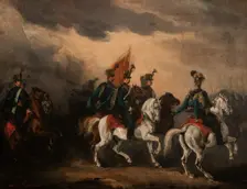 Blue Hussars, 1836. Creator: Piotr Michalowski
