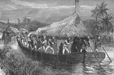 Blue-Jackets and Marine Poling the British Troops Up The River Perak c1880. Artist: CR