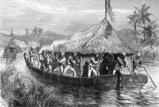 Blue-Jackets and Marines Poling the British Expedition Up The Perak River c1891. Creator: James Grant