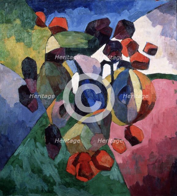 Blue jug and fruits, 1913. Artist: Lentulov, Aristarkh Vasilyevich (1882-1943)