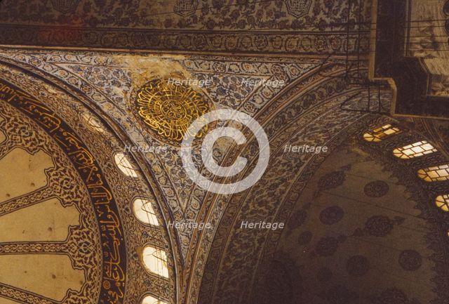 Blue Mosque (Sultan Ahmet Mosque), Interior showing decoration, Istanbul, 20th century. Artist: CM Dixon.
