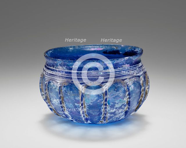 Blue Ribbed Bowl (Rippenschale) with White Trails, second half of 1st century B.C. Creator: Unknown.