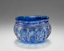 Blue Ribbed Bowl (Rippenschale) with White Trails, second half of 1st century B.C. Creator: Unknown