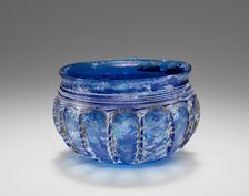 Blue Ribbed Bowl (Rippenschale) with White Trails, second half of 1st century B.C. Creator: Unknown
