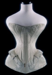 Blue silk moire corset, 1851. Creator: Anne Roxy Caplin