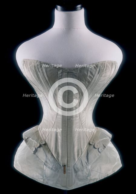 Blue silk moire corset, 1851. Creator: Anne Roxy Caplin.