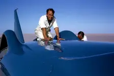Bluebird CN7 support crew member Allan Dougherty, Lake Eyre, Australia, 1964. Creator: Unknown