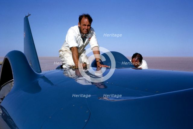 Bluebird CN7 support crew member Allan Dougherty, Lake Eyre, Australia, 1964. Creator: Unknown.