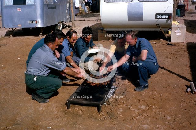 Bluebird CN7 support team barbequeing at Lake Eyre, Australia, 1964. Creator: Unknown.
