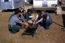 Bluebird CN7 support team barbequeing at Lake Eyre, Australia, 1964. Creator: Unknown