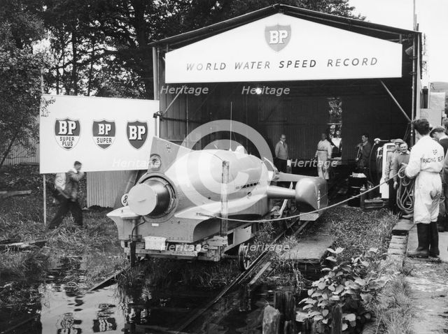 Bluebird K7 at Coniston Water, Cumbria, 1958. Artist: Unknown