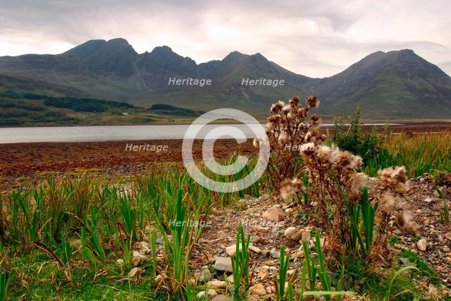 Bla Bheinn across Loch Slapin, Skye, Highland, Scotland. Creator: Peter Thompson.