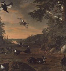 Black Cocks at Ground, 1675. Creator: David Klocker Ehrenstrahl