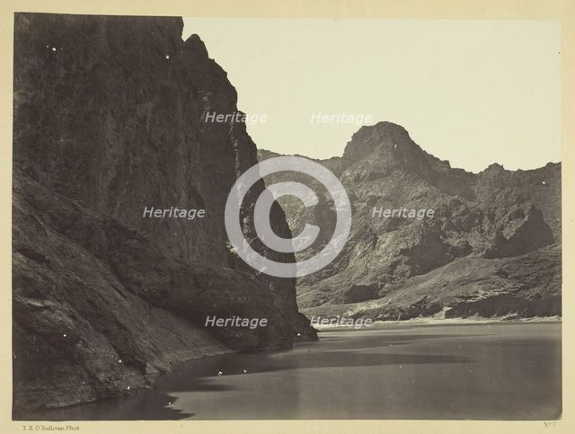 Black Cañon, Colorado River, looking below near Camp 7. Explorations in Nevada and Arizona..., 1871. Creator: Tim O'Sullivan.