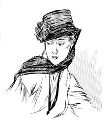 Black crêpe hat with silk Chrysanthemum and mourning veil, 1915