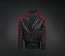 Black and red leather jacket worn by Kurtis Blow, 1981. Creator: Unknown