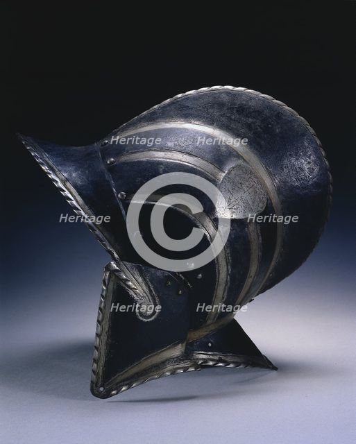 Black and White Burgonet (of the Civic Guard of Bologna), c. 1580-1600. Creator: Unknown.