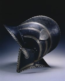 Black and White Burgonet (of the Civic Guard of Bologna), c. 1580-1600. Creator: Unknown