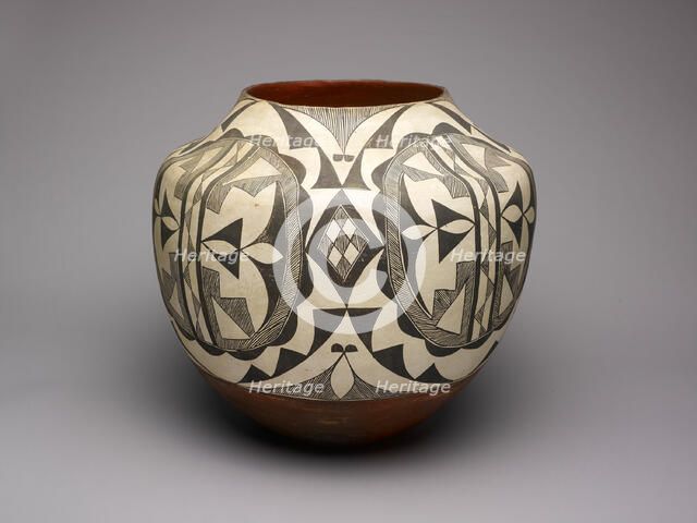 Black-and-White Storage Jar with Abstract Geometric Motifs, 1890s. Creator: Unknown.