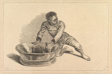 Black African Removing Bottles From a Cooler, 18th century. Creator: Francois Boucher