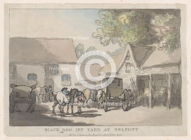 Black Dog Inn Yard At Belfont, 1785-87., 1785-87. Creator: Thomas Rowlandson.