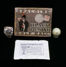 Black Domino rubber-core golf balls made for the Spalding Co, 1908. Creator: Unknown