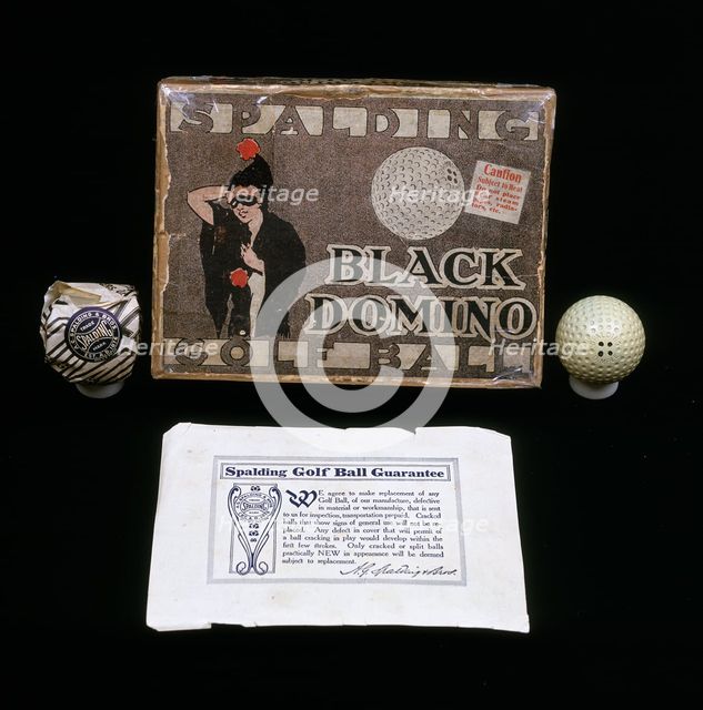 Black Domino rubber-core golf balls made for the Spalding Co, 1908. Creator: Unknown.